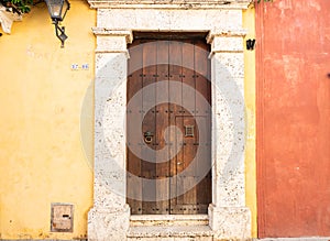 Cartagena`s elaborate door knockers date back to colonial times. There is a history behind each door. photo